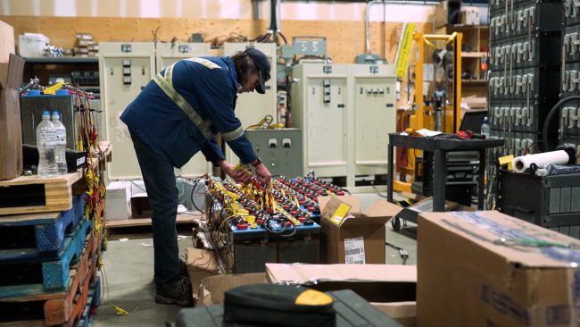 battery electric employee with batteries